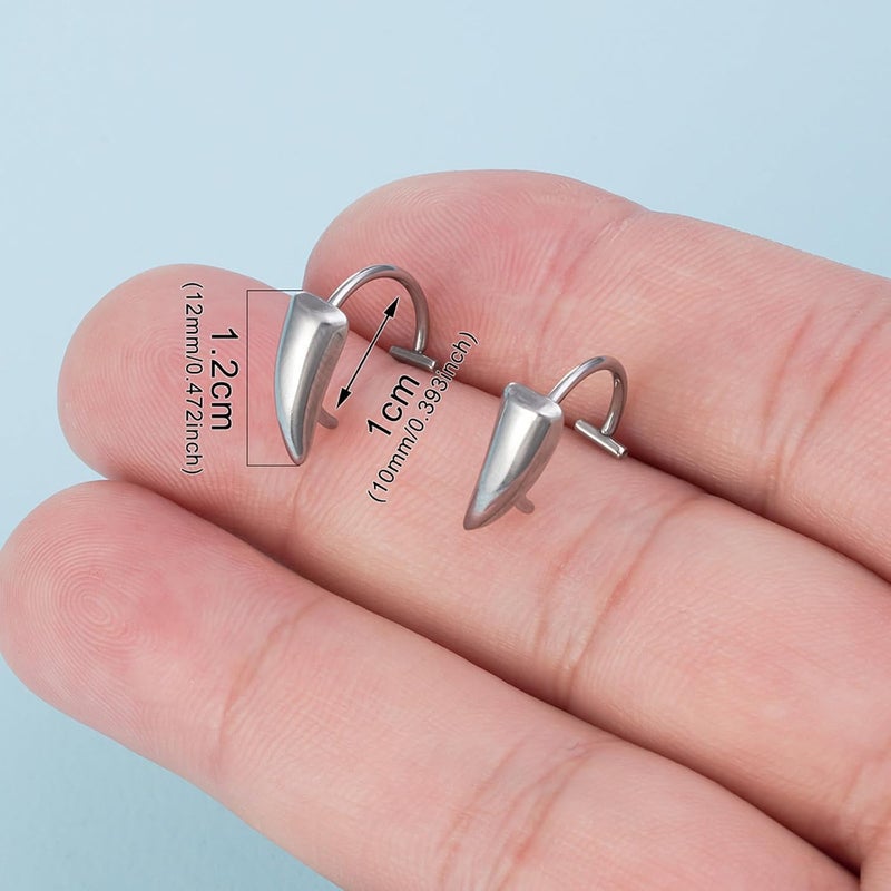 Lyfange Fake Lip Piercing Ring Halloween Vampire Fangs Lip Cuff Stainless Steel Vampire Teeth Adjustable Fake Lip Piercings Body Jewelry Non Piercing - Image 1